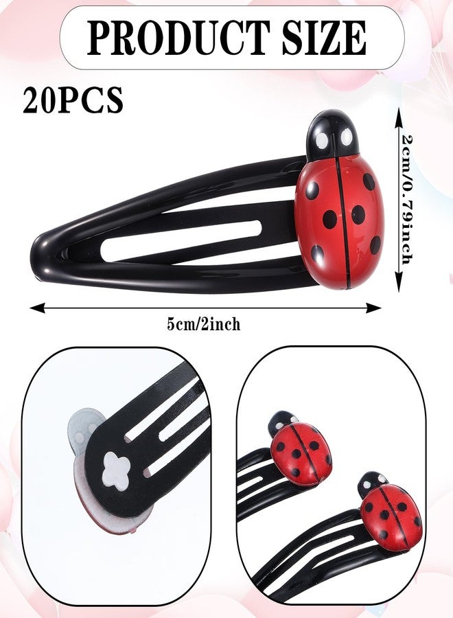Tyqour 20Pcs Ladybug Hair Clips for Girls, 2 Inch Cute Snap Hair Barrettes for Toddler Girls Ladybug Gifts for Women, Water Drop Non Slip Hairs Accessories for Kids Teens, Toddlers - Image 2